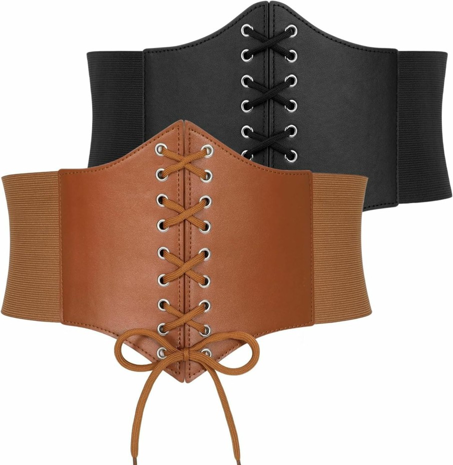 JASGOOD Jasgood Waist Corset For Women Retro Elastic Lace-Up Wide Waist Cinch Belt Pirate Waspie For Halloween Costume | Belts