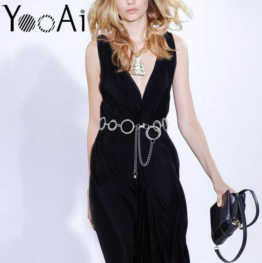 YooAi O-Ring Chain Belts Waist Belt Links For Women Metal Link Chain Gift | Belts