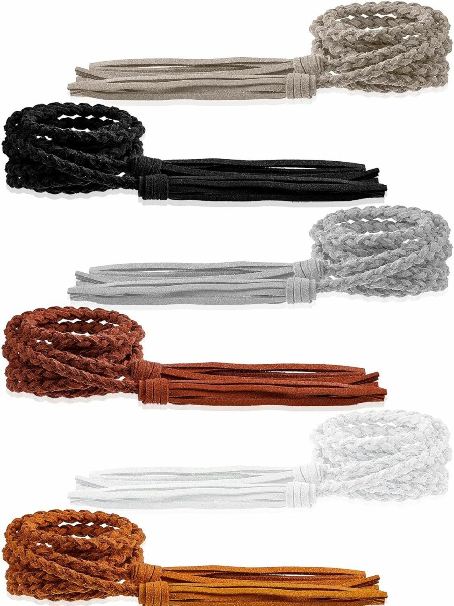 Geyoga Geyoga 6 Pieces Women'S Waist Belt Braided Woven Tassels Chain Belt Pu Leather Rope Belt Skinny Tie Belt Boho Fringe Belt For Skirt Dress | Belts