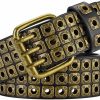 CWCYYDSYY Cwcyydsyy 3 Row Studded Belts Punk Hip Hop Personalized Faux Leather Belts For Jeans Pants | Belts