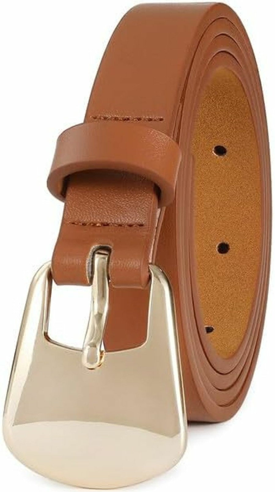 RISANTRY Brown Skinny Belt For Women With Gold Metal Designer Buckle Casual Fashion Belts For Jeans Dresses | Belts