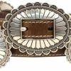 M&F Western M&F Western Nocona Ladies Belt, Brown Genuine Leather, 3/4\" Strap With Floral Silver Conchos, Contrast Stitching, Interchangeable Buckle, Large | Belts