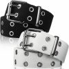 Geyoga Geyoga 2 Pieces Double Grommet Canvas Belts Two-Hole Jeans Vintage Buckle Punk Belts For Men And Women | Belts