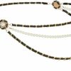 Cowking Cowking Layered Leather Waist Chain Pearl Chains Belt Metal Gold Adjustable Pendant Accessories Belts For Women And Girls | Belts