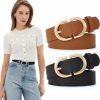 JASGOOD Jasgood 2 Pack Women Leather Belts Plus Size For Jeans Pants Fashion Dresses Ladies Belt With Gold Buckle | Belts