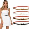 LEACOOLKEY Leacoolkey 4 Pack Skinny Leather Belt For Women Dress Thin Waist Belt With Gold Buckle For Jeans | Belts