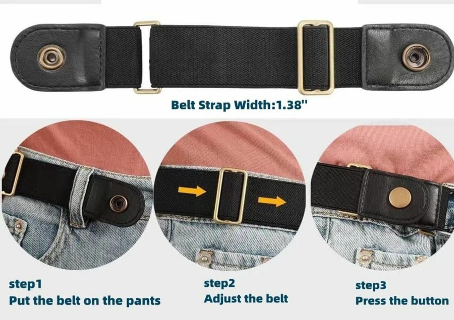 Generic 2 Pairs No Buckle Invisible Elastic Stretch Belt For Men/Women, Jeans Loops Belt Adjustable Waist Belt For Pants | Belts