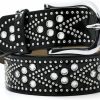 RISANTRY Rhinestone Belt For Women Western Cowgirl Silver Studs Black Leather Belts For Jeans Pants Y2K Bling Belts | Belts