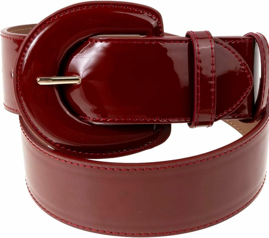 ANNULOYA Annuloya Wide Patent Leather Belt For Womens With Wide Square Buckle Grommet Cinch High Waist Belts For Dress | Belts