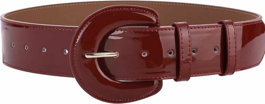 ANNULOYA Annuloya Wide Patent Leather Belt For Womens With Wide Square Buckle Grommet Cinch High Waist Belts For Dress | Belts