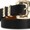 RISANTRY Women Black Skinny Belt With Gold Metal Square Buckle Casual Fashion Belts For Jeans Dresses | Belts