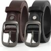 XZQTIVE Xzqtive 2 Pack Women Plus Size Leather Belts Fashion Cowhide Waist Belt With Solid Pin Buckle For Jeans Pants Dress | Belts