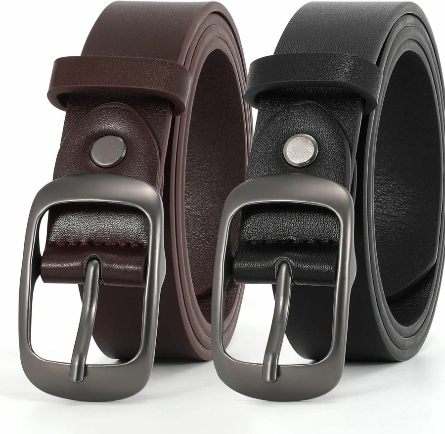 XZQTIVE Xzqtive 2 Pack Women Plus Size Leather Belts Fashion Cowhide Waist Belt With Solid Pin Buckle For Jeans Pants Dress | Belts