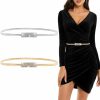 AEXHOT Aexhot 2Pcs Women Skinny Metal Chain Waist Belt Shiny Fashion Rhinestone Dress Belts, Metal Stretch Waist Skinny Belt Waistband For Skirts(Gold, Silver) | Belts