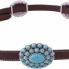 Wonderent Western Turquoise Flower Metal Concho Leather Belt No.11 | Belts