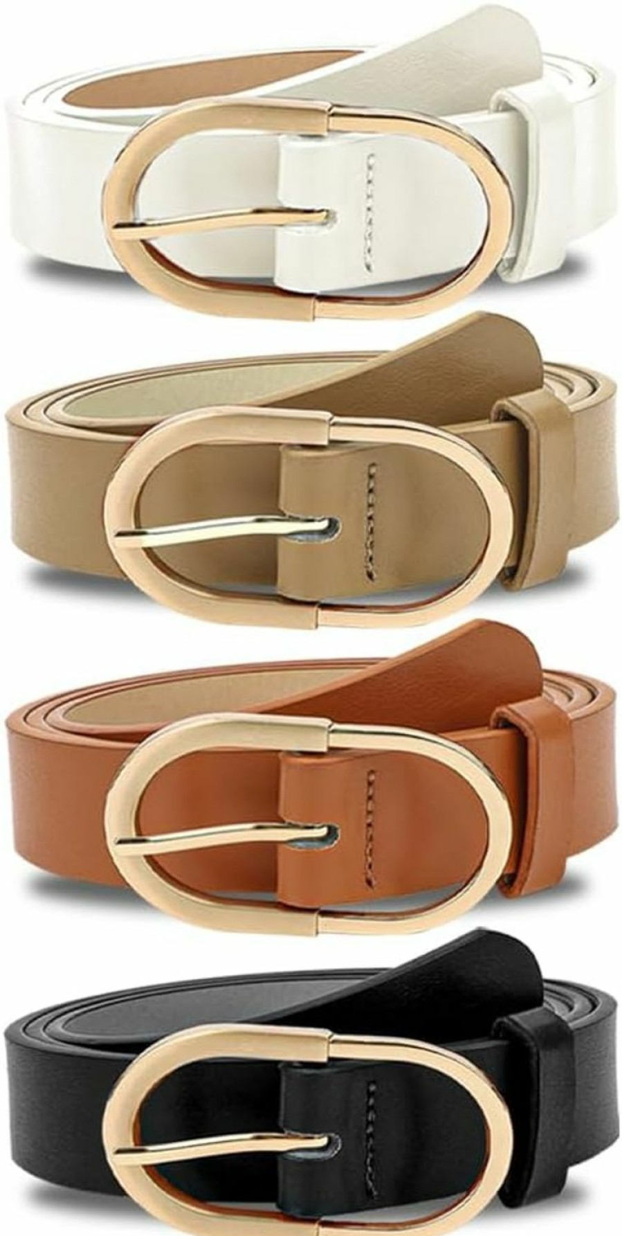 AHONEY Ahoney 4 Pack Leather Belt For Women Belts For Jeans Pants Waist Belt For Women'S Fashion Ladies Girls Dress Brown Black Belt With Gold Buckle Correa De Mujer | Belts