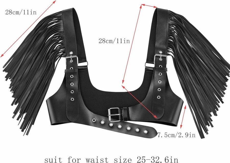 Ayliss Ayliss Women Gothic Corsets Punk Waist Belt Vest Exotic Pu Leather Fringe Steampunk Underbust Corset Dress Belt Costume | Belts