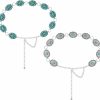 Bonuci 2 Pcs Turquoise Concho Chain Belt Adjustable Waist Belts For Women Western Metal Silver Belt For Dress Womens Turquoise Belt | Belts