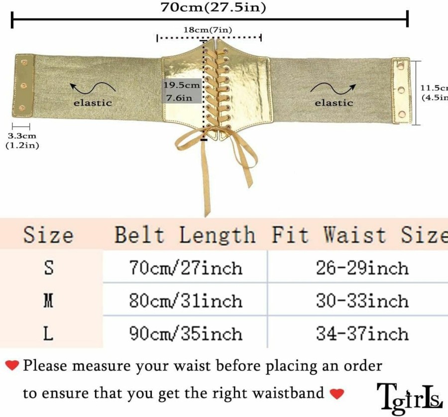 Tgirls Tgirls Women Corset Belt Lace-Up Waist Corset Belts Sexy Cinch Elastic Wide Belt For Dress Costume Waspie Waistband | Belts