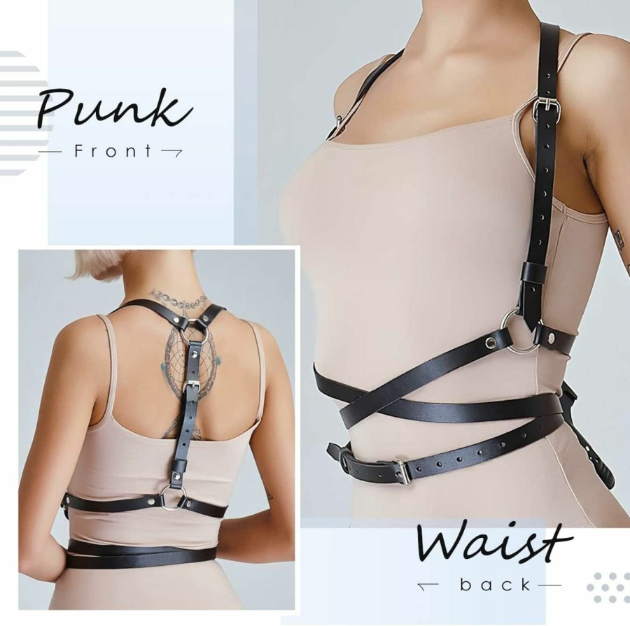 DOTASI Punk Waist Leather Chain Belt Harness Strappy Adjustable Body Accessories For Women And Girl | Belts