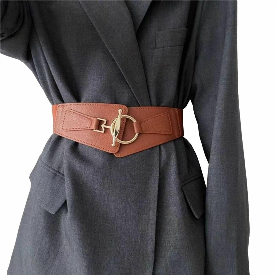 AONEWIN Aonewin Women'S Belt, Wide Belt Vintage Girdle Belt Elastic Leather Belt | Belts