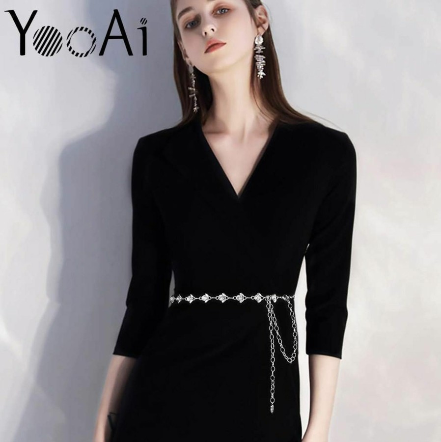 YooAi Rhinestone Belt For Formal Dress Diamond Crystal Sparkle Dress Belt | Belts