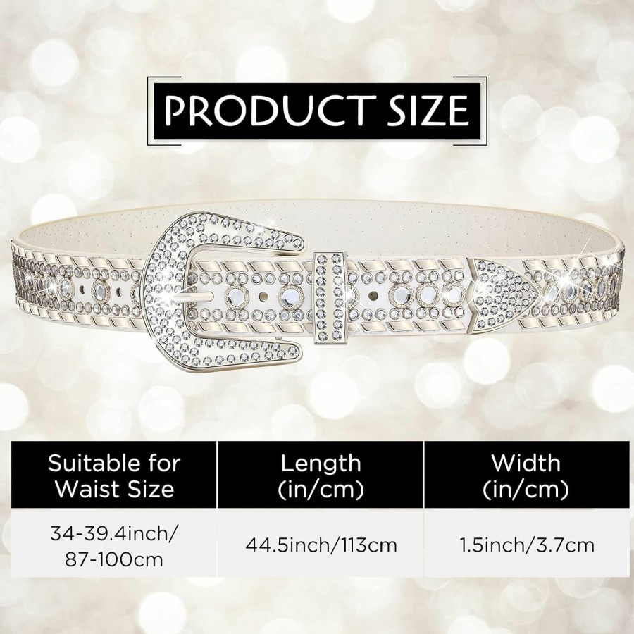 HooLing Hooling Women Rhinestone Belt Western Cowgirl Bling Studded Belts Stylish Artificial Leather Belt For Jeans Pants | Belts