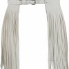 KKmeter Kkmeter Women'S Faux Leather Waistband Fringe Tassel Skirt Hippie Boho High Waist Adjustable Double Waist Belt Skirt Clubwear | Belts