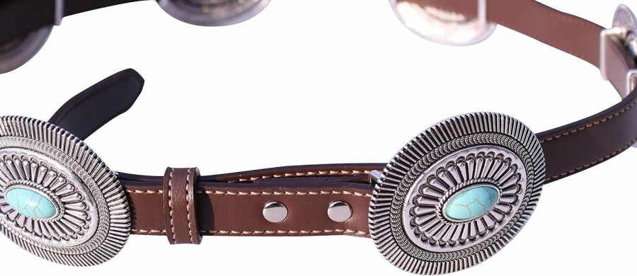 Wonderent Western Turquoise Metal Concho Leather Belt No.9 | Belts