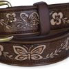 R.G. BULLCO U.S.A. LEATHER GOODS Women'S 1-1/2" Premium Leather Belt With Butterfly Embossed Finish & Chrome Buckle - Usa Made - Rgb-5517 - R.G. Bullco | Belts