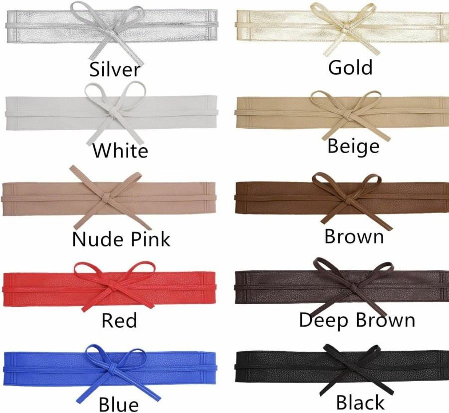 Ayliss Ayliss Women Soft Pu Leather Obi Belt Self Tie Wrap Cinch Belt Fashion Bowknot Waistband Wrap Belt For Dress Jumpsuit | Belts