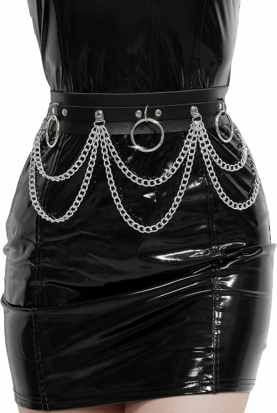 Verdusa Verdusa Women'S Punk Studded Leather Waist Belt Rave Layered Body Chain Jewelry | Belts