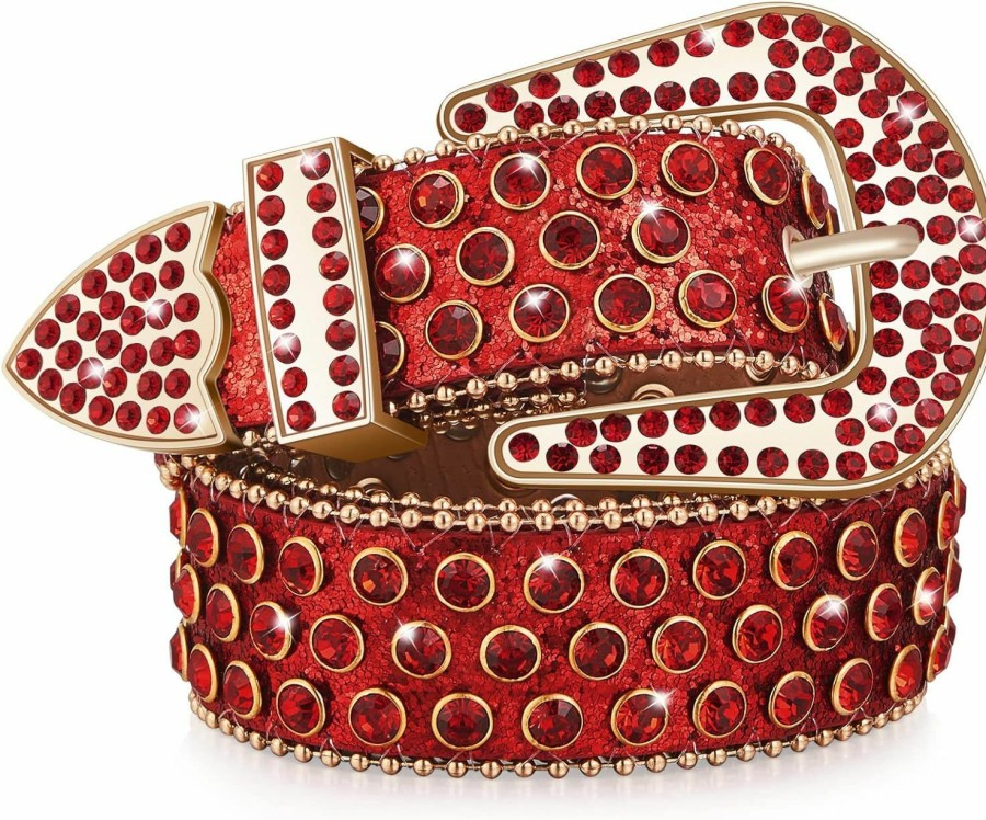 Geyoga Rhinestone Western Belt Bling Studded Belts For Women Cowgirl Cowboy Leather Diamond Belt Vintage Waist Belt For Jeans Dress | Belts