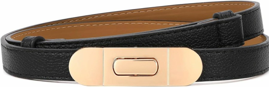 XZQTIVE Xzqtive Women'S Skinny Leather Belt For Jean Dress Pant Designer Gold Buckle Ladies Workwear Belts | Belts