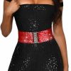 BODIY Bodiy Women Stretch Wide Waist Belt Sequin Elastic Dress Belts Sparkly Waistband Cinch Belt | Belts