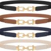 TRIWORKS 4 Pack Women'S Elastic Skinny Belt Fashion Alloy Buckle Stretchy Thin Waist Belts For Dresses | Belts