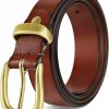 Ocminde Belts For Women Full Grain Genuine Leather Belts Pants Brass Buckle Brown Belt Women Western Cowgirl Belts For Jeans | Belts