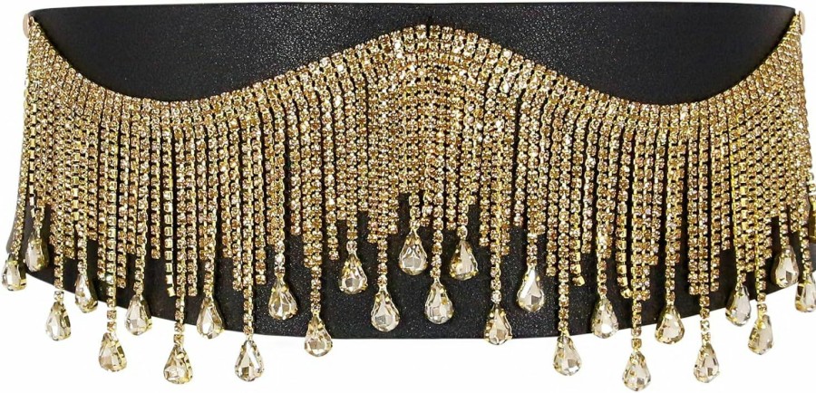 jascaela Jascaela Women'S Sparkle Rhinestonel Chain Belt Glitter Waist Belt For Wedding Dress Formal Dress | Belts