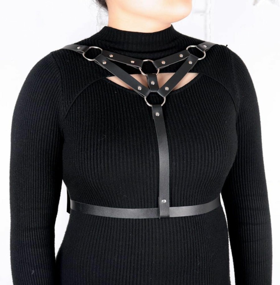 REATR Reatr Women Punk Leather Plus Size Waist Belt Fashion Harness Body Chest Belt With Chains For Costume Accessories | Belts