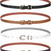 JASGOOD Jasgood 4 Pack Women Skinny Leather Belt Thin Waist Belt With Gold Buckle For Jeans Pants Dress | Belts