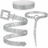 Jeyiour Jeyiour 3 Pcs Rhinestone Belt Silver Elastic Waist Belt Glitter Belt Shiny Crystal Chain Bling Waistband Square Ring Wide Waist Band For Women Ladies Girls Jeans Dress | Belts