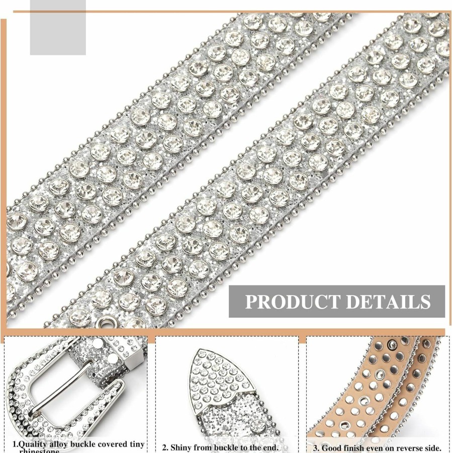 UnFader Unfader Womens Men Rhinestone Western Belts Bling Cowgirl Designer Diamond Studded Belts For Jeans | Belts