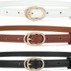 Tanpie 3 Pack Women Skinny Leather Belt Thin Waist Belt With Gold Buckle For Pants Jeans Dresses | Belts