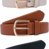 STRSTAR 3 Pack Womens Belts Leather Belts For Jeans Pants Fashion Gold Buckle Ladies Dress Belt Black Brown Beige | Belts