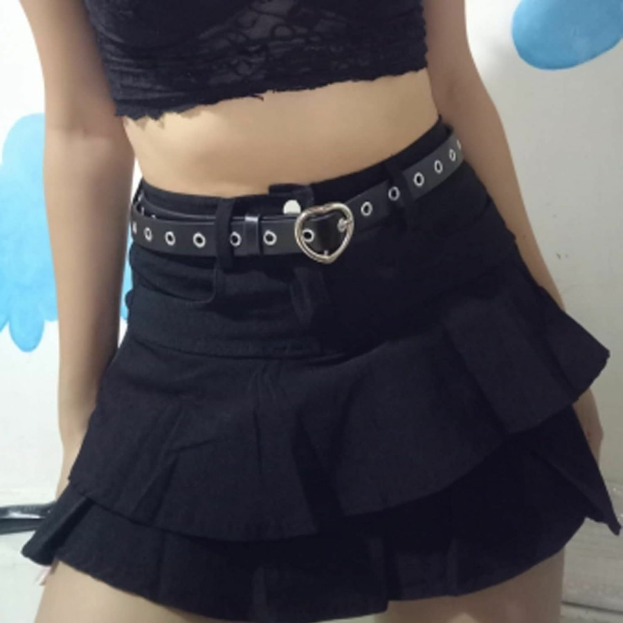 eYLun Eylun Grommet Leather Belt Punk Rock Studded Belt Goth Jeans Belt For Women Men | Belts