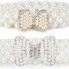 Barry.Wang Barry.Wang 2Pcs Pearl Belts Gift For Women Wedding Sash Belt For Dress Crystal Rhinestone Off White Waist Chain 95Cm | Belts