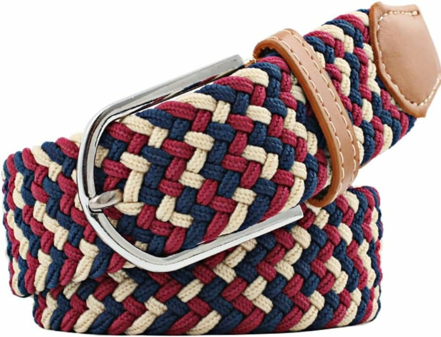 Huyfhksd Mixed Color Woven Stretch Braided Belts For Men And Women Fashion Elastic Belts | Belts