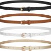 JASGOOD Jasgood 4 Pack Skinny Women Leather Belt For Dresses Thin Waist Belt For Jeans Pants With Gold Buckle | Belts