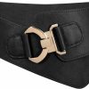 JASGOOD Jasgood Women'S Fashion Vintage Wide Elastic Stretch Waist Belt With Gold Interlock Buckle Halloween Belt (Black,Suit Waist 25-28 Inch) | Belts