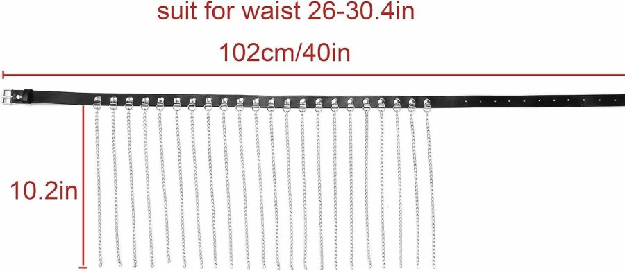 Ayliss Ayliss Women Punk Waist Chain Belt Metal Tassel Pu Leather Vintage Rocker Fashion Dress Belt For Jean Pants Skirt Costume | Belts